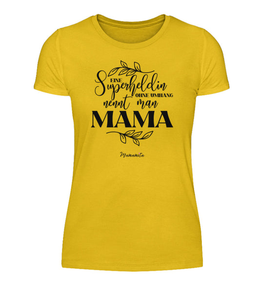 Shirt Superheldin Mama in gelb 